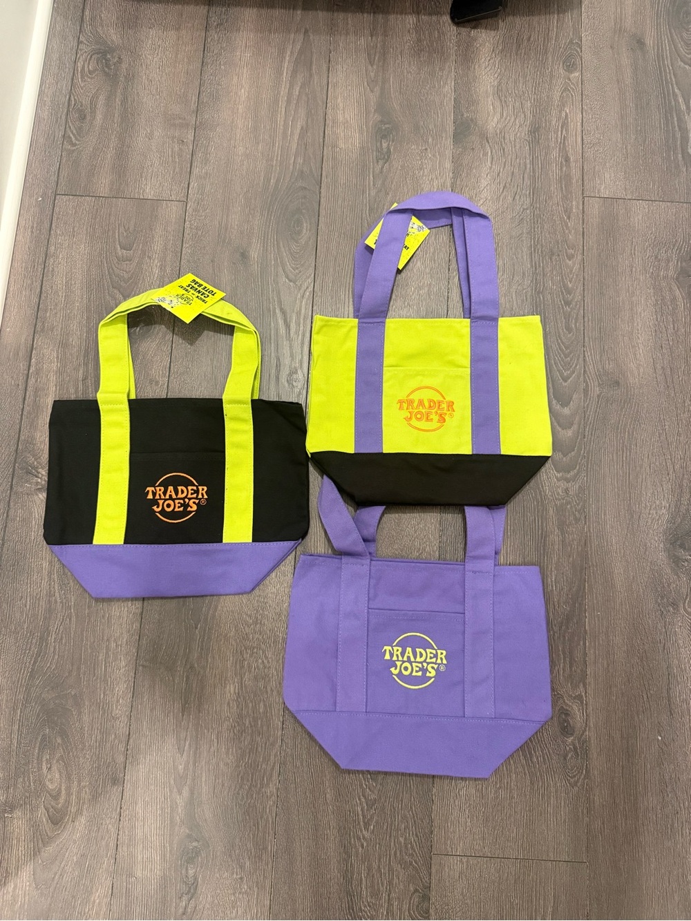 NWT Trader Joes Mini Halloween Canvas Tote Bag 3 Piece Set Limited Edition